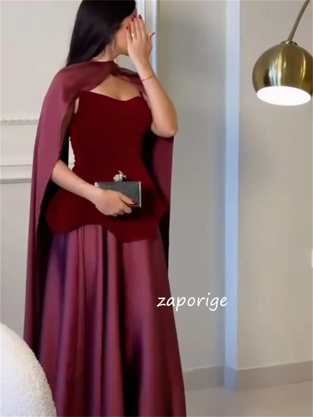 Customized High Quality Velour Pleat A-line Strapless Long Dresses Bespoke Occasion Celebrity Simple Modern Style