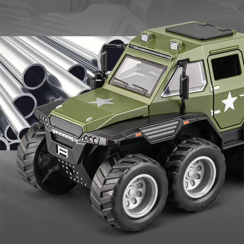 1:32 Siberia Conqueror Shaman 8*8 Tyre Alloy Car Model Diecast Metal Toy Police Off-road Vehicle Car Model Sound Light Kids Gift