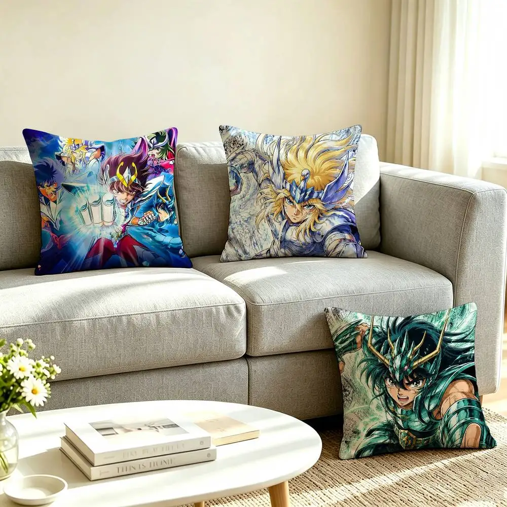 S-Saint Seiya Anime  Pillow Case Square Double-Sided Sofa Cushion Cover Bedroom Bedside Pillow