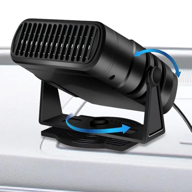 12/24V Car Heater Warmer 2 In 1 Fast Heating Cooling Car Heater Fan Windshield Defroster Defogger With 360 Degree Rotary Base