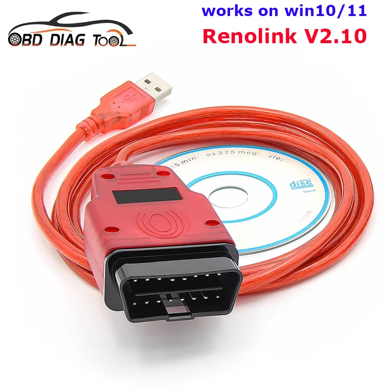 New Renolink V2.10 For Renault Car OBD2 Air-bag Reset OBD Car Diagnostic Scanner Tool ECM UCH Key ECU Programmer Reno link 1.99