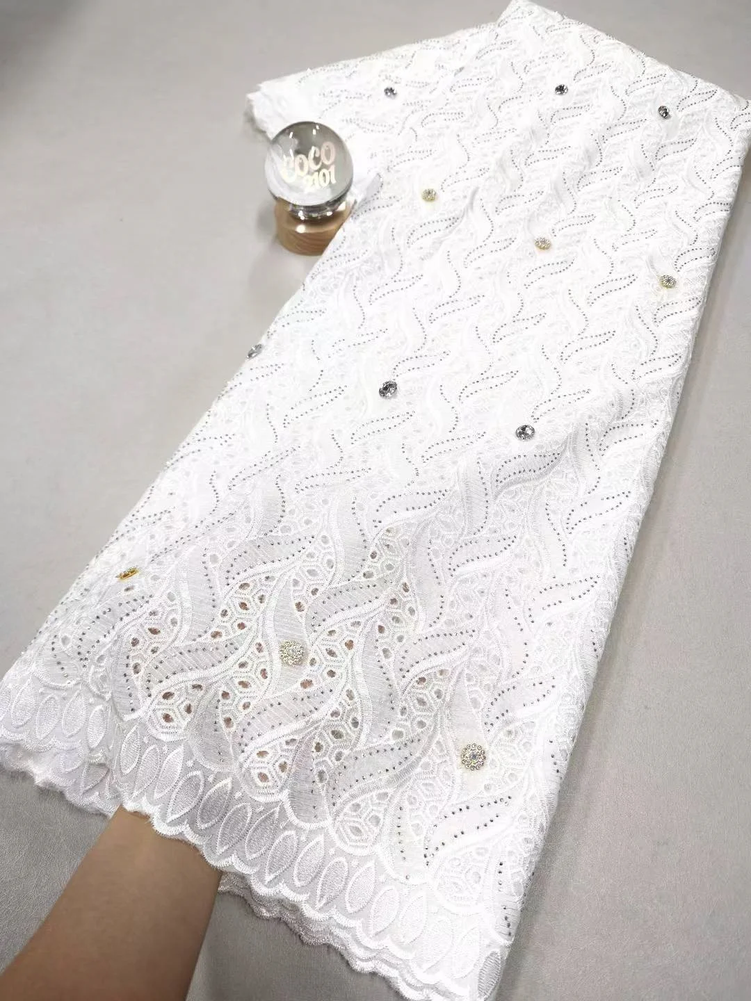 

2026 Nigerian High-Quality Tulle Lace Fabric for Sewing Wedding Party Dress Chiffon Guipure Embroidery Cotton 5Yard XL173