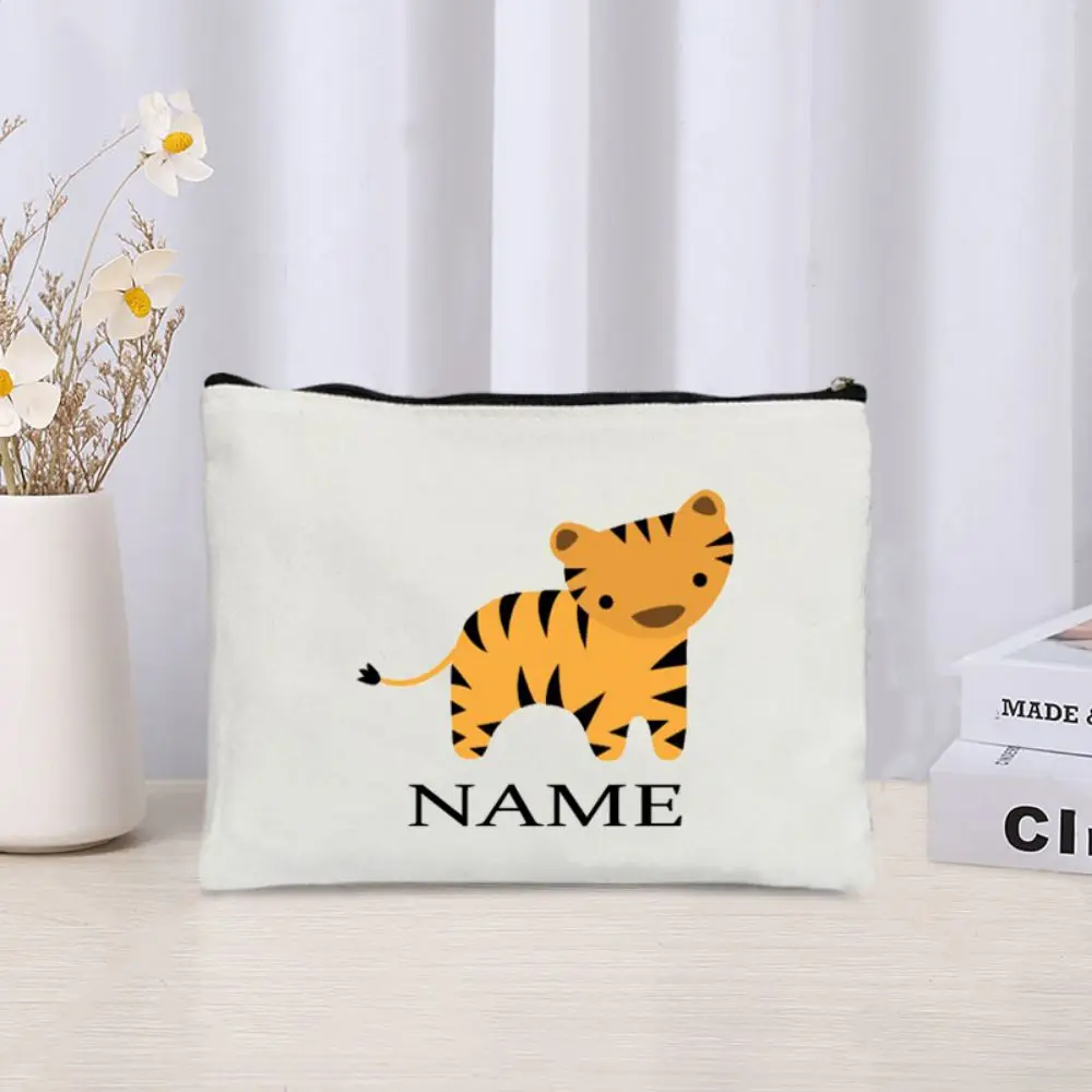 Name Customization Washbag Cute Women\'s Cosmetic Bag Animal Makeup Storage Organizer Teacher Appreciation Gifts Make Up Bag Bags