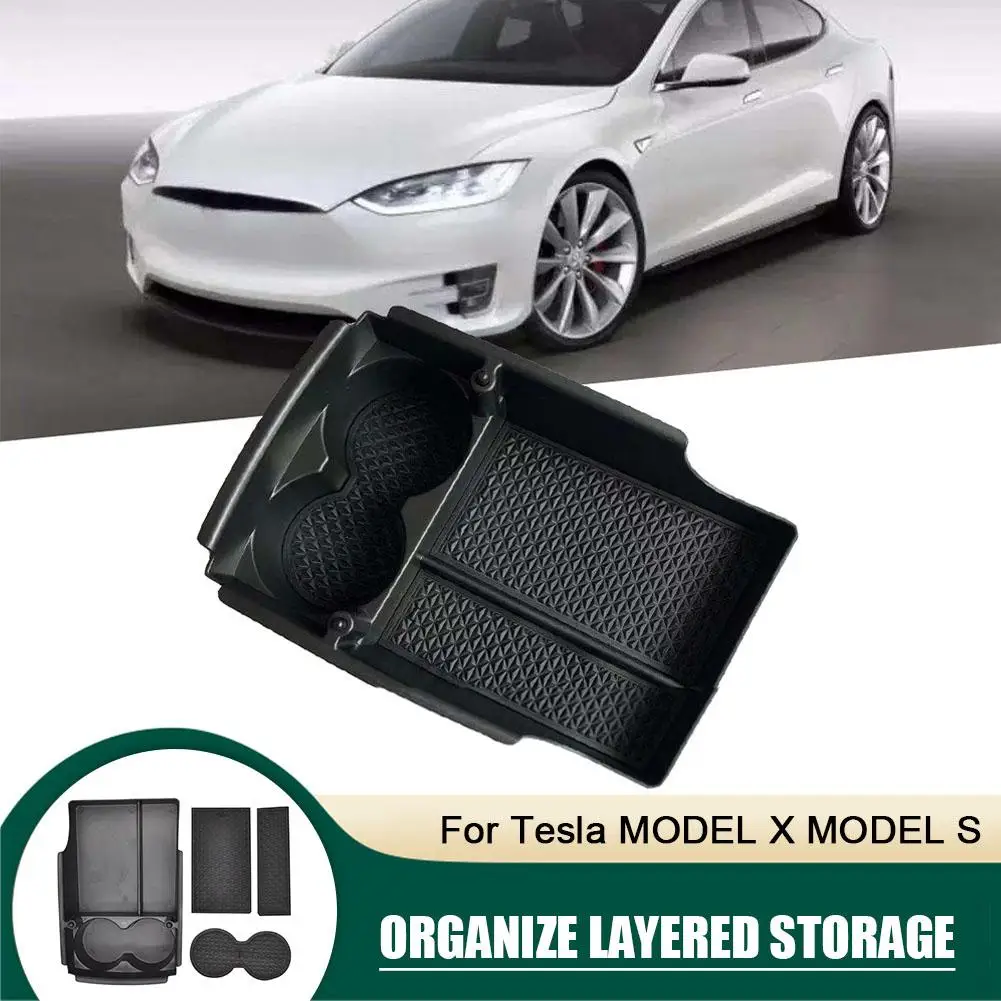 Per Tesla Model X S Car Center Console bracciolo Storage Box vassoio Organizer tappetini antiscivolo Storage Tidying Car Storage Box