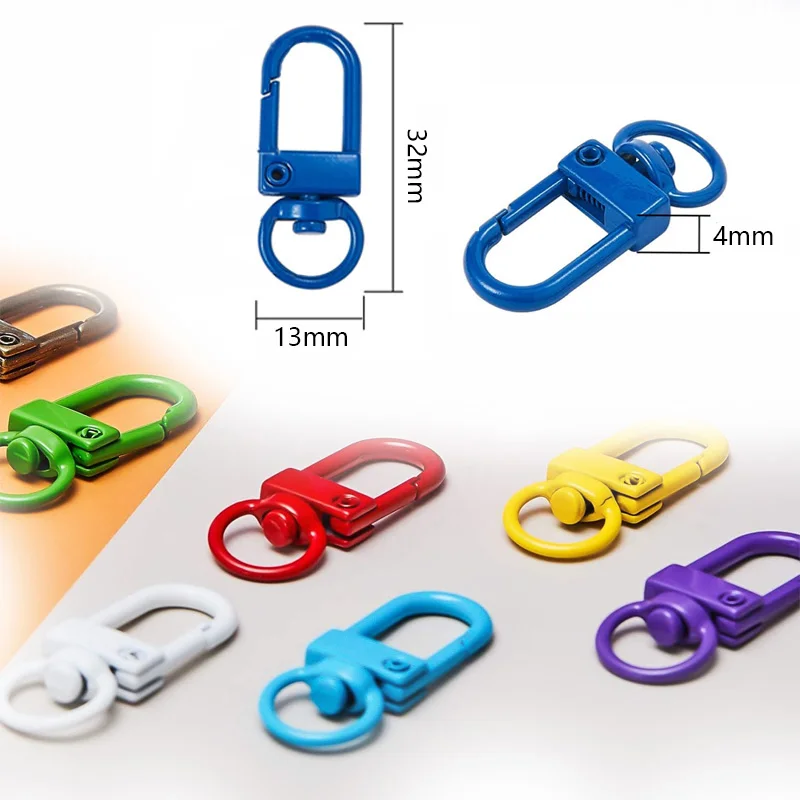 Colorful Metal Lobster Clasps Hooks Keyring Colored Rotating Keychain Buckles For DIY Jewelry Making Key Rings Chain Accessories