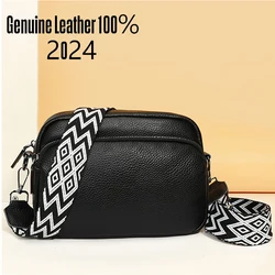 2024 New Women Bag Genuine Leather Designer Crossbody Bag Retro Casual Versatile Shoulder Bags Cowhide Simple Small Square Bags