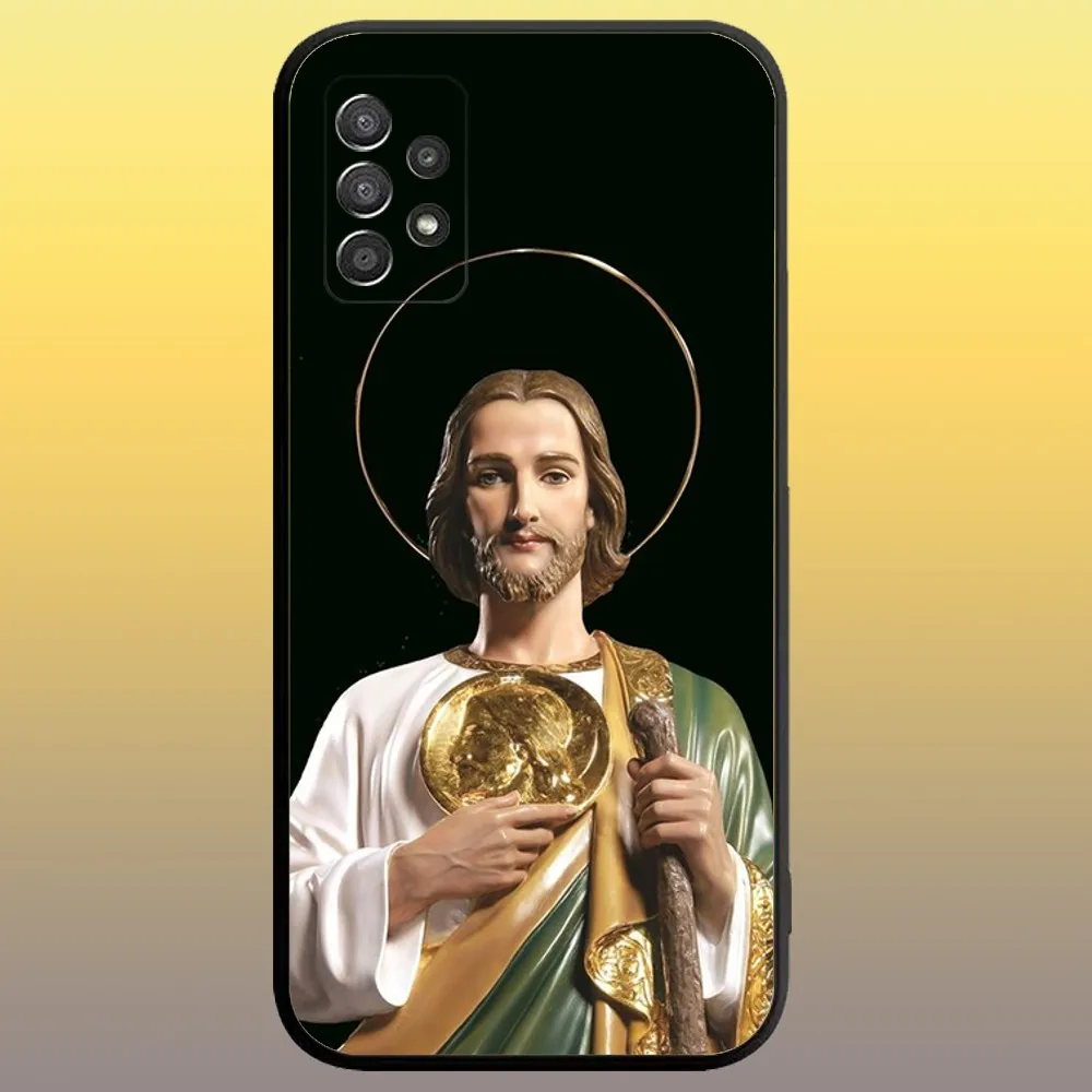 San Judas Phone Case for SamsungA 91,80,73,72,71,70,53,52,51,42,41,40,32,31,30,22,21,20,13 S 4G 5G Soft Black Case