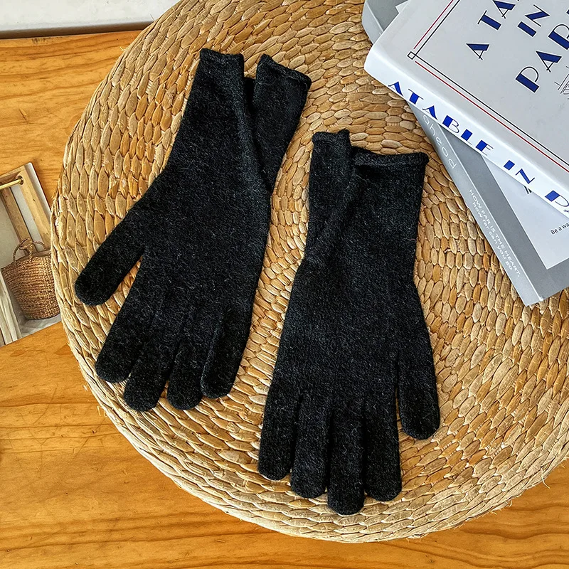 Gants fendus à cinq doigts pour femmes, style coréen, écran tactile document solide, gants d'équitation en plein air, gants chauds, nouveau, hiver