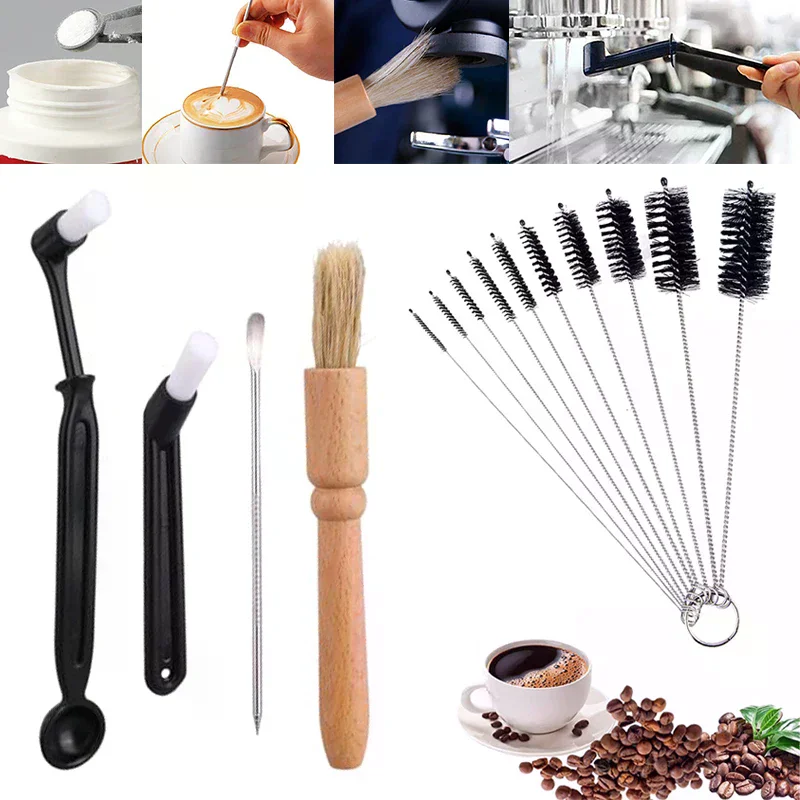 3/4/5/14Pcs Coffee Machine Cleaning Set Coffee Grinder Brush For Espresso Coffee Machine Brewing Group Head Cleaning Brush