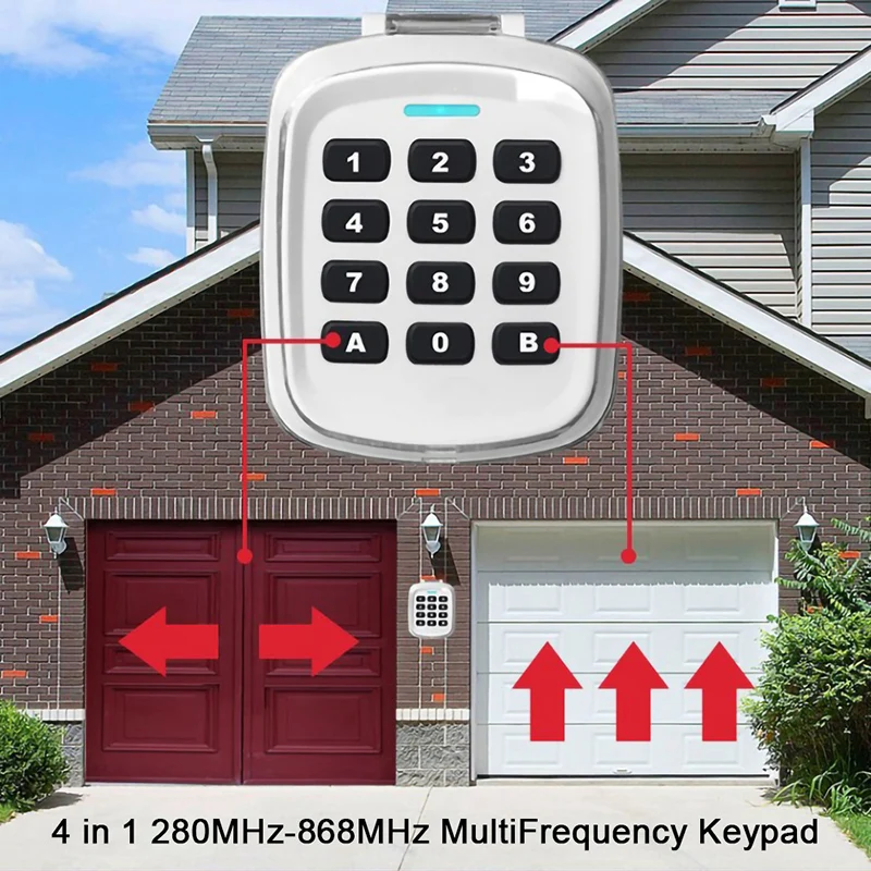 Multifrequency Wireless Keypad Remote Control Garage Door Opener 280-868MHz Gate Remote Control Garage Door Keychain for Barrier