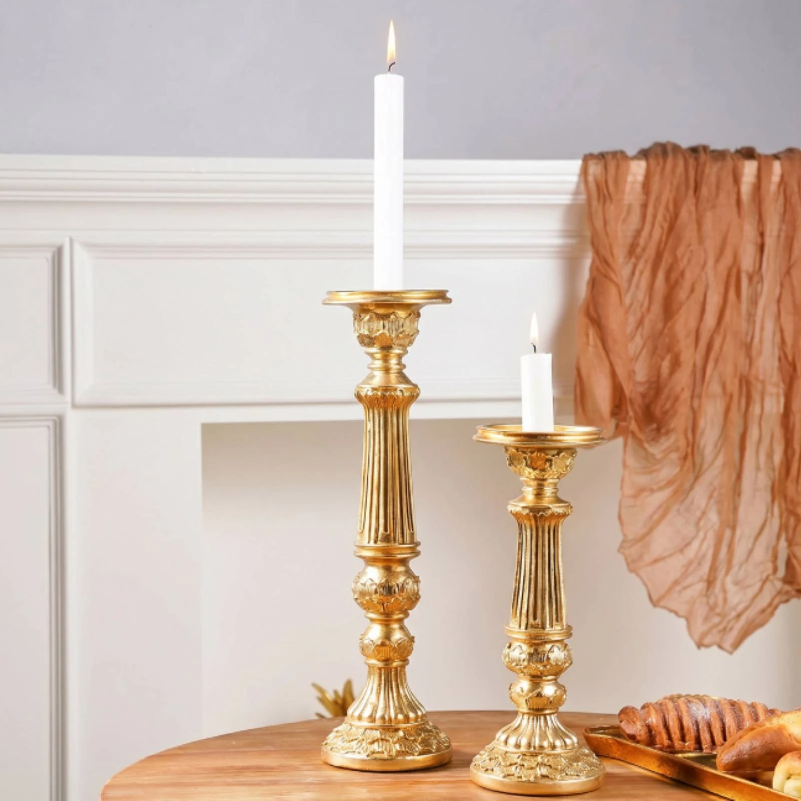 Roman Pillar Candle Holder Ornate Column Candle Holder Decor Classical Sculpted for Home Decorators, Candlelit Dinners
