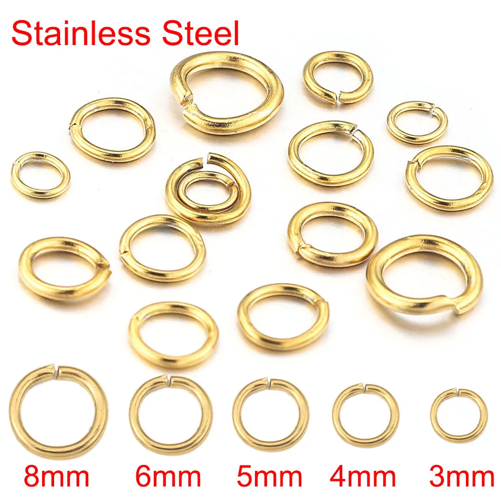 

100pcs Lot 4 6 8 10mm Gold Stainless Steel Jump Rings Open Split Ring Connectors for DIY Jewelry Making Supplies Wholesale Items