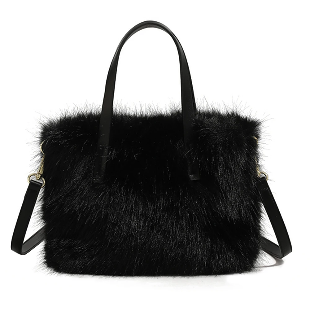

Women Faux Fur Crossbody Bag Fluffy Clutch Purse Adjustable Strap Mini Tote Bag Satchel Purse for Travel Party