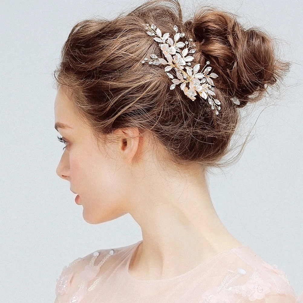

Flower Hair Clips for Women Bride Accessories Wedding Bridal Barrettes Crystal Decor Elegant Gift