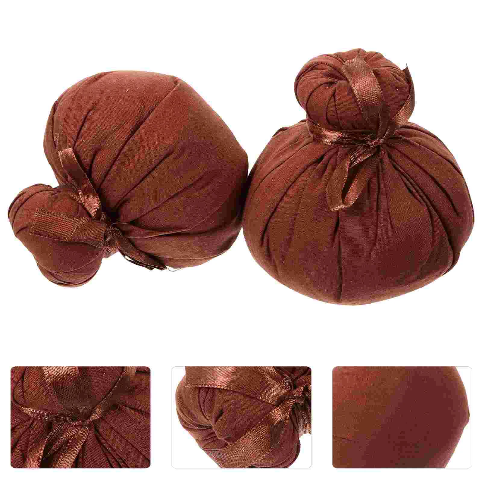 2 Pcs Mugwort Herb Massage Herbal Ball Warm Sunburn Package Chinese Medicine Dark Brown Pouch Thai