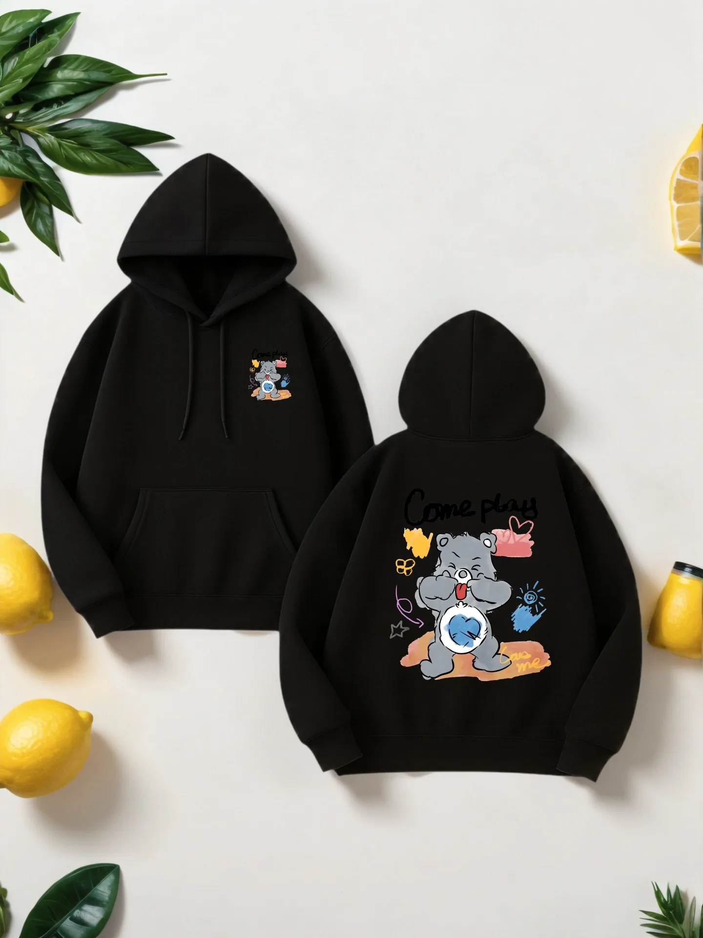 

Graphic Hoodie Men, Cartoon Print, Casual Style, Fleece Lined, For Young Men, For Everyday Wear