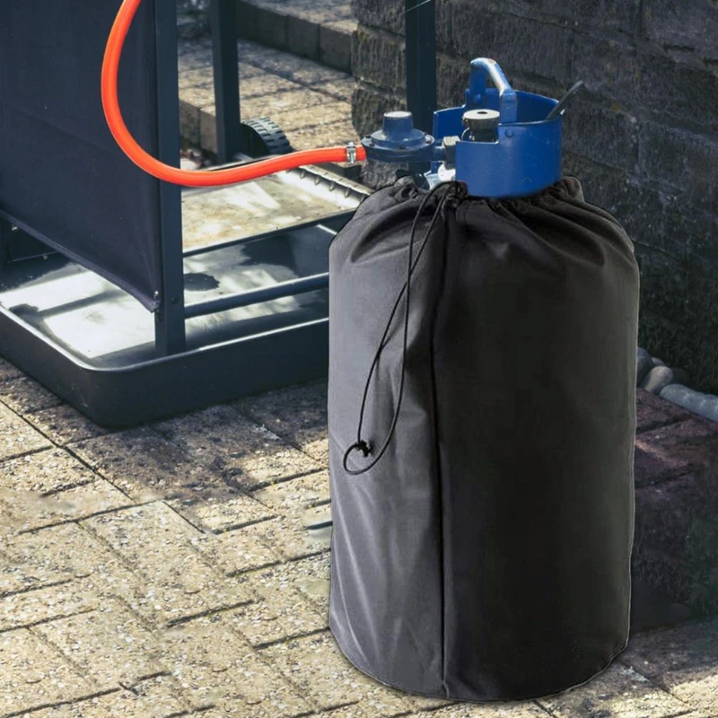 31x59cm Gas Bottle Cover Oxford Cloth Black Propane Tank Cover Outdoor Waterproof UV Resistant Dustproof Propane Can Bag