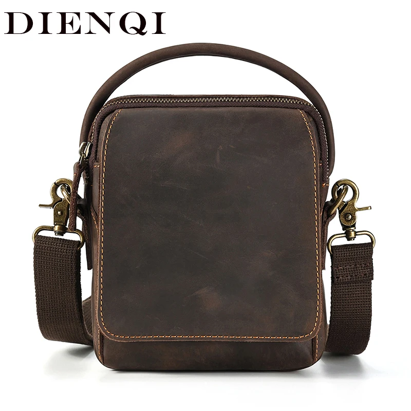 100% Genuine Leather Men Shoulder Bags Husband 2022 Retro Crazy Horse Leather Male Messenger Crossbody Bags Vintage Cross Body