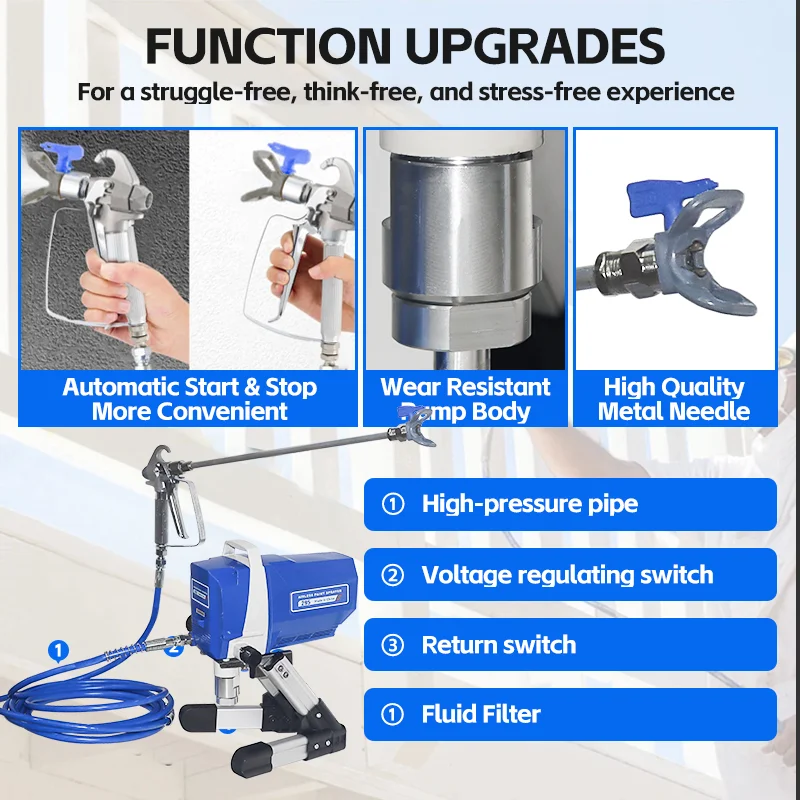 2025 بخاخ عالي الضغط 1200 وات بخاخ طلاء عالي الضغط 2.2 لتر/دقيقة بخاخ طلاء بدون هواء آلة رش المعجون #4
