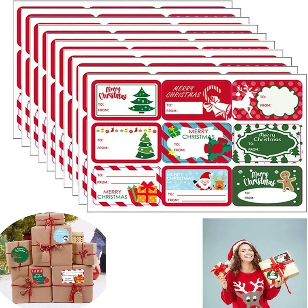 10 Sheets/Pack Colorful Merry Christmas Sticker Mix Style Gift Packaging DIY Festival Party Cards Long Lasting Baking Decoration