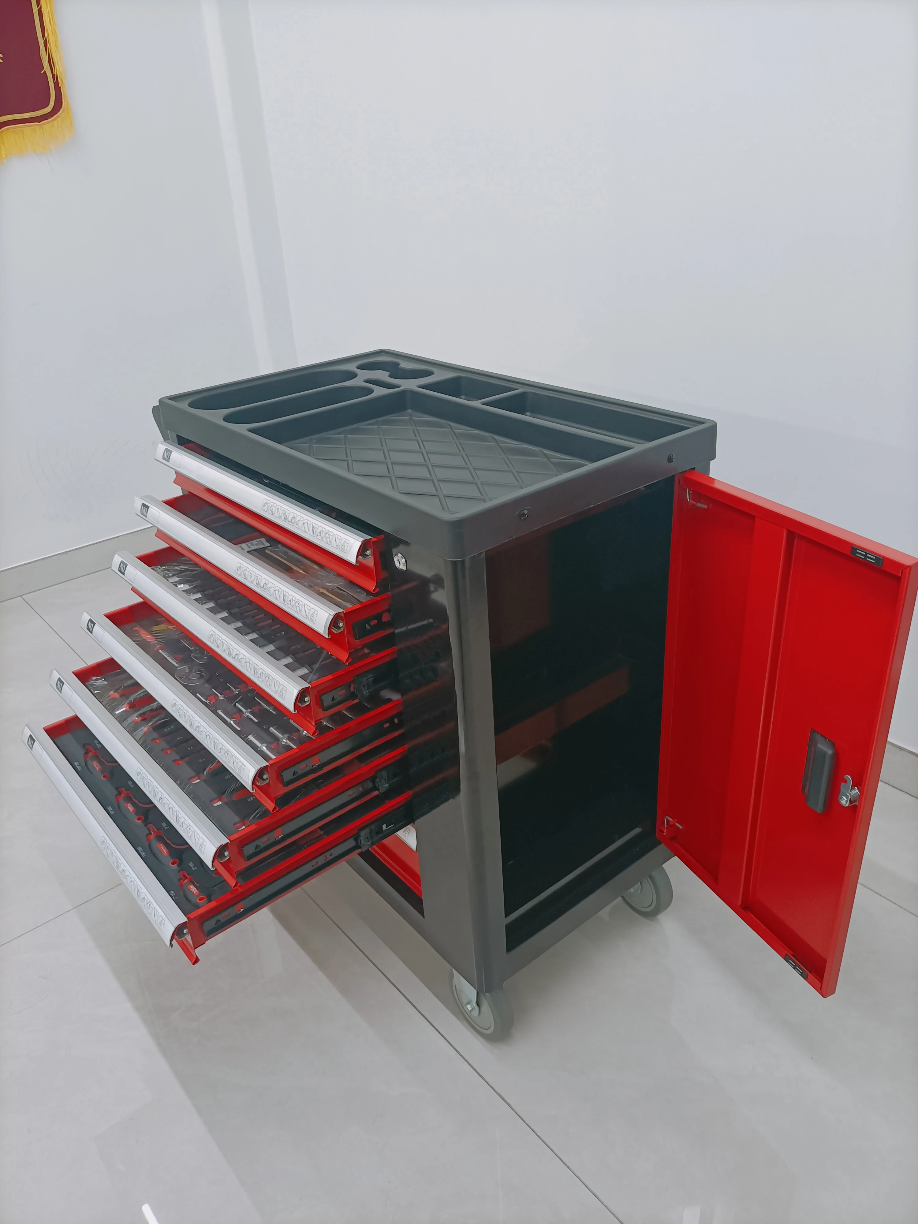 258 قطعة أداة الصدر/عربة/خزانة أدوات المرآب مع صندوق مجموعات الأدوات لإصلاح الميكانيكي OEM دعم Caja De Herramientas