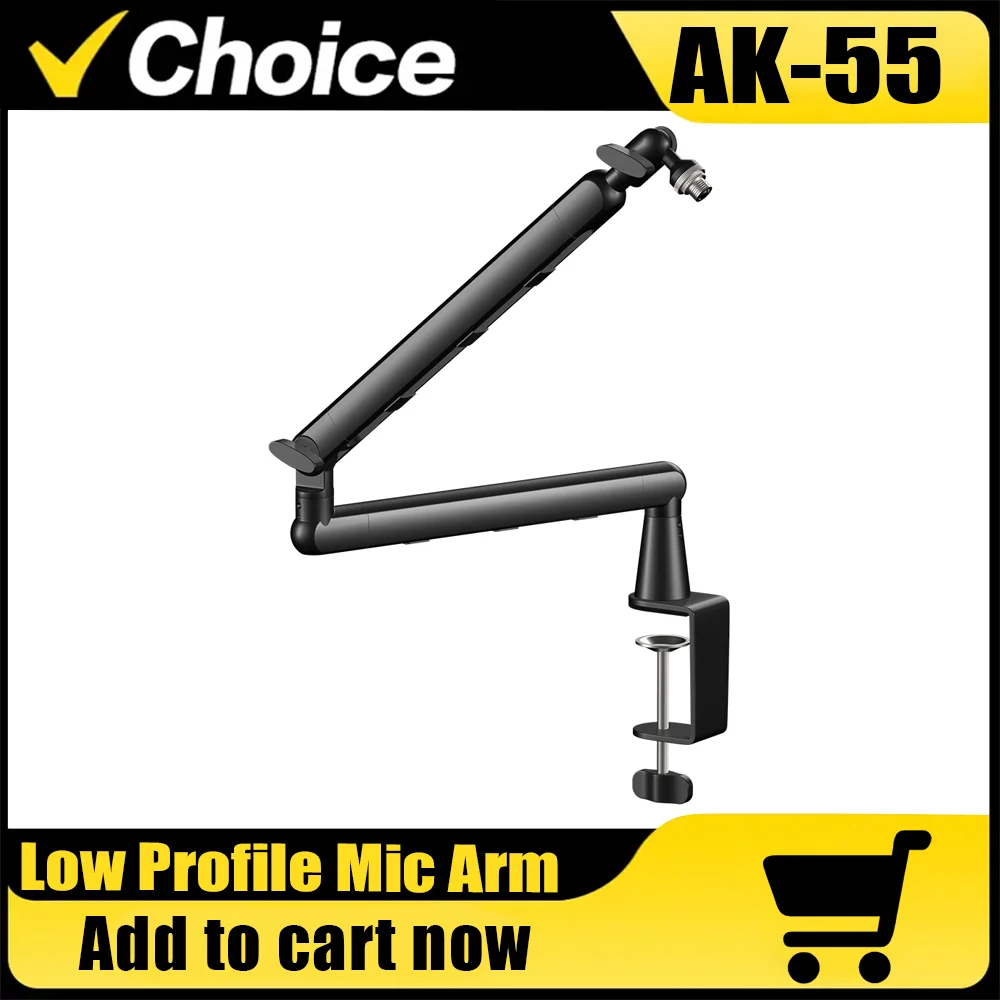 

Professional Studio Low Profile Mic Arm Multi-angle Adjustable Different Height Adaptable Concealed Cable Microphone Stand