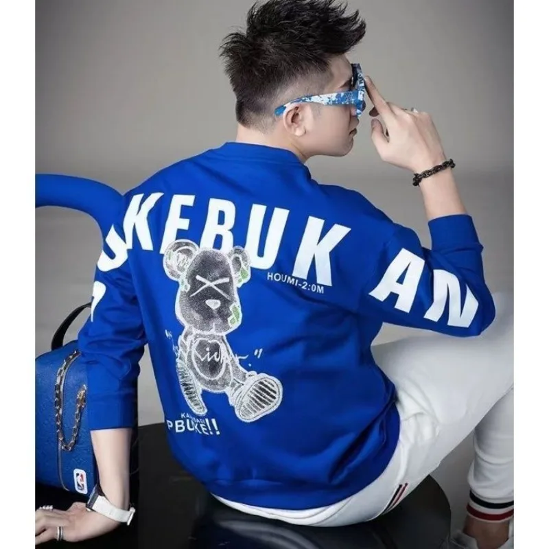 

Trendy Brand Sweat Men's high quality Cotton Long Sleeve Fashionable Handsome Round Neck Casual Letter Printed Top