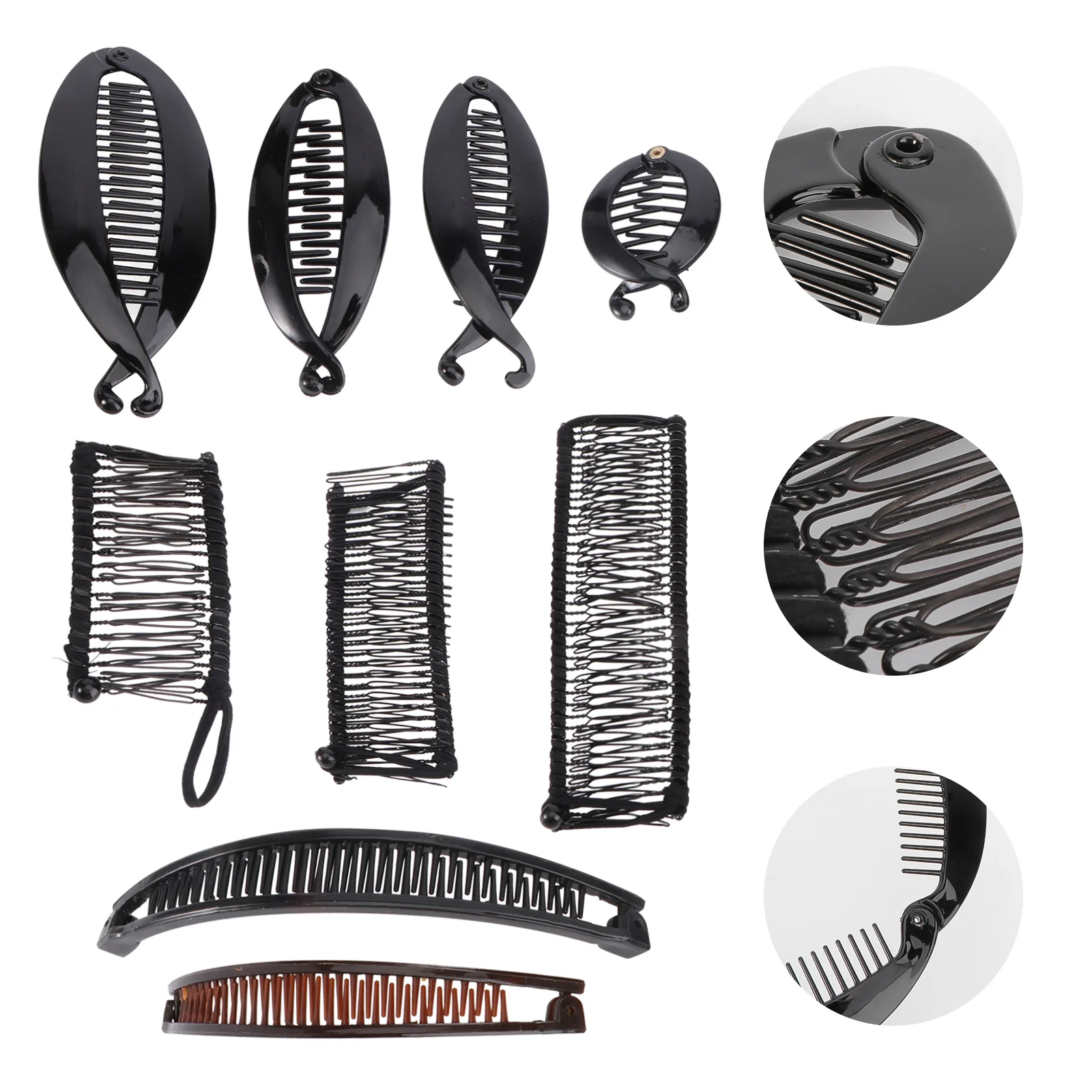 

9pcs Banana Clips Hair Combs Set Plastic Hair Clamp Vintage Fish Shape Hairpin For Women Party Wedding Accessory Styling Tool