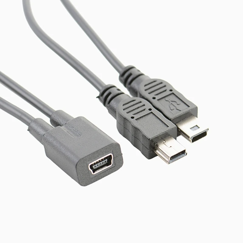 Mini USB 1 do 2 lat kabel splittera kabel USB 2.0 Mini 5-pinowy żeński do podwójnego 2 męski konwerter do szybkiego ładowania