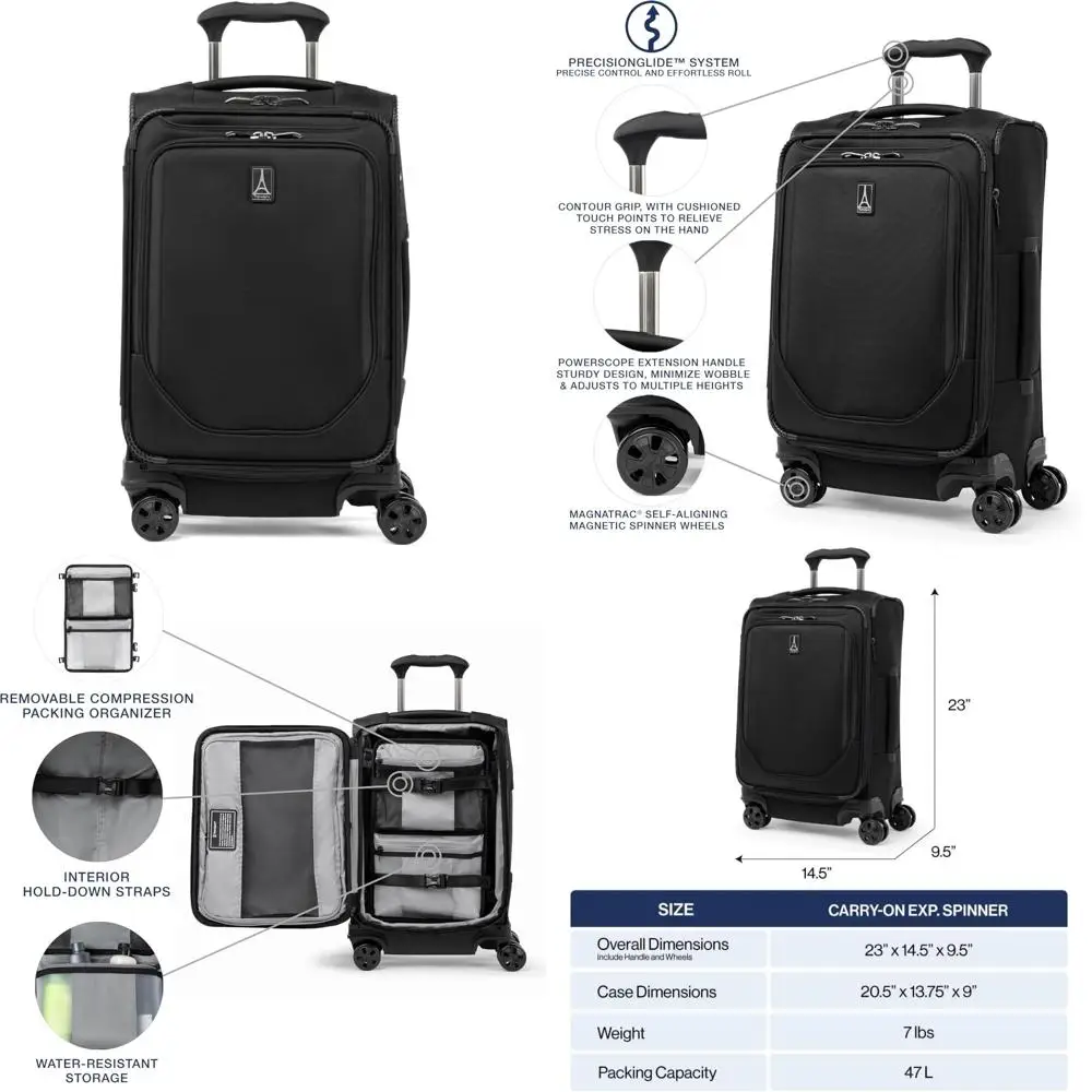 Lightweight Expandable 8-Wheel Spinner Carry-On Luggage, 21-Inch, Unisex, Softside Suitcase for Travel