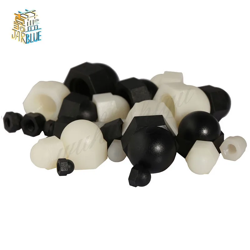 20Pcs DIN1587 RoHS M3 M4 M5 M6 M8 M10 Black And White Nylon Nut Plastic Cap Nuts Decorative Acorn Nut