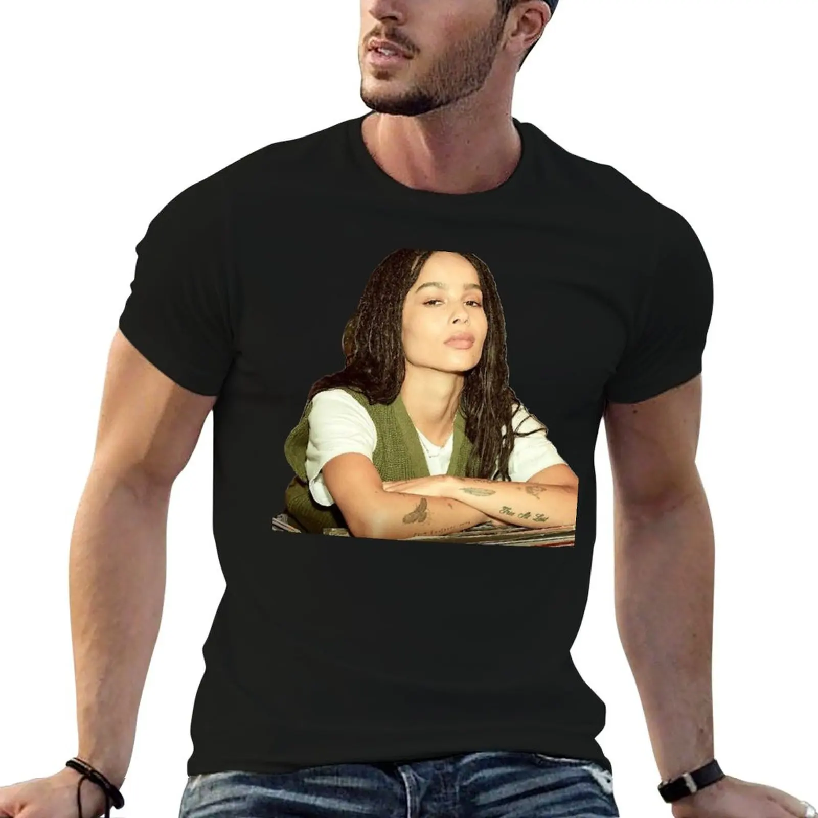 Camiseta Zoe Kravitz de Alta Fidelidade para Homens, Camiseta Gráfica Engraçada, Camiseta de Verão Masculina, 100% Algodão, Marca de Luxo