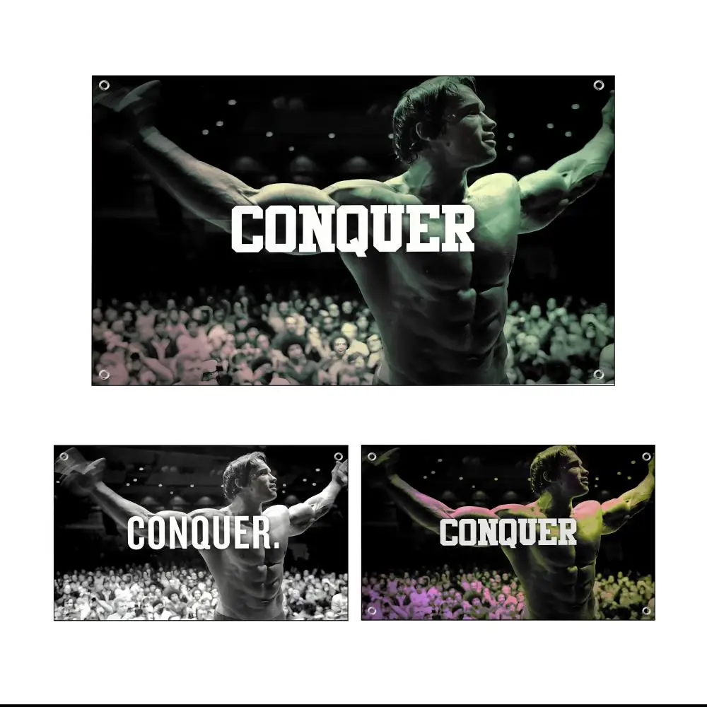 A-Arnold Schwarzenegger Gym Flags Custom Wall Hanging Background Art Banner for Bedroom Home Living Room Outdoor Decor