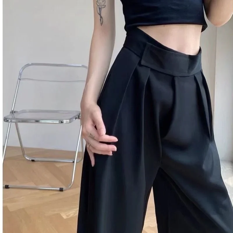 Brown Pants for Women with a Sense of High Waist Korean Fashion Women Clothing Y2k Pants