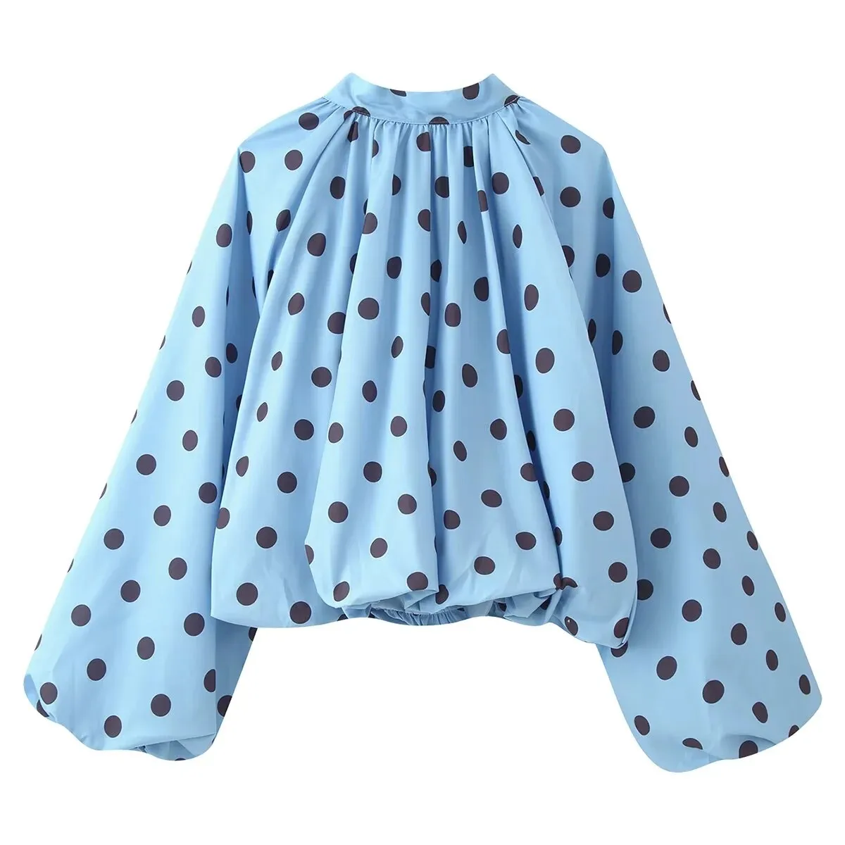 European and American style 2026 summer new style retro loose casual bow tie tie back slit polka dot shirt
