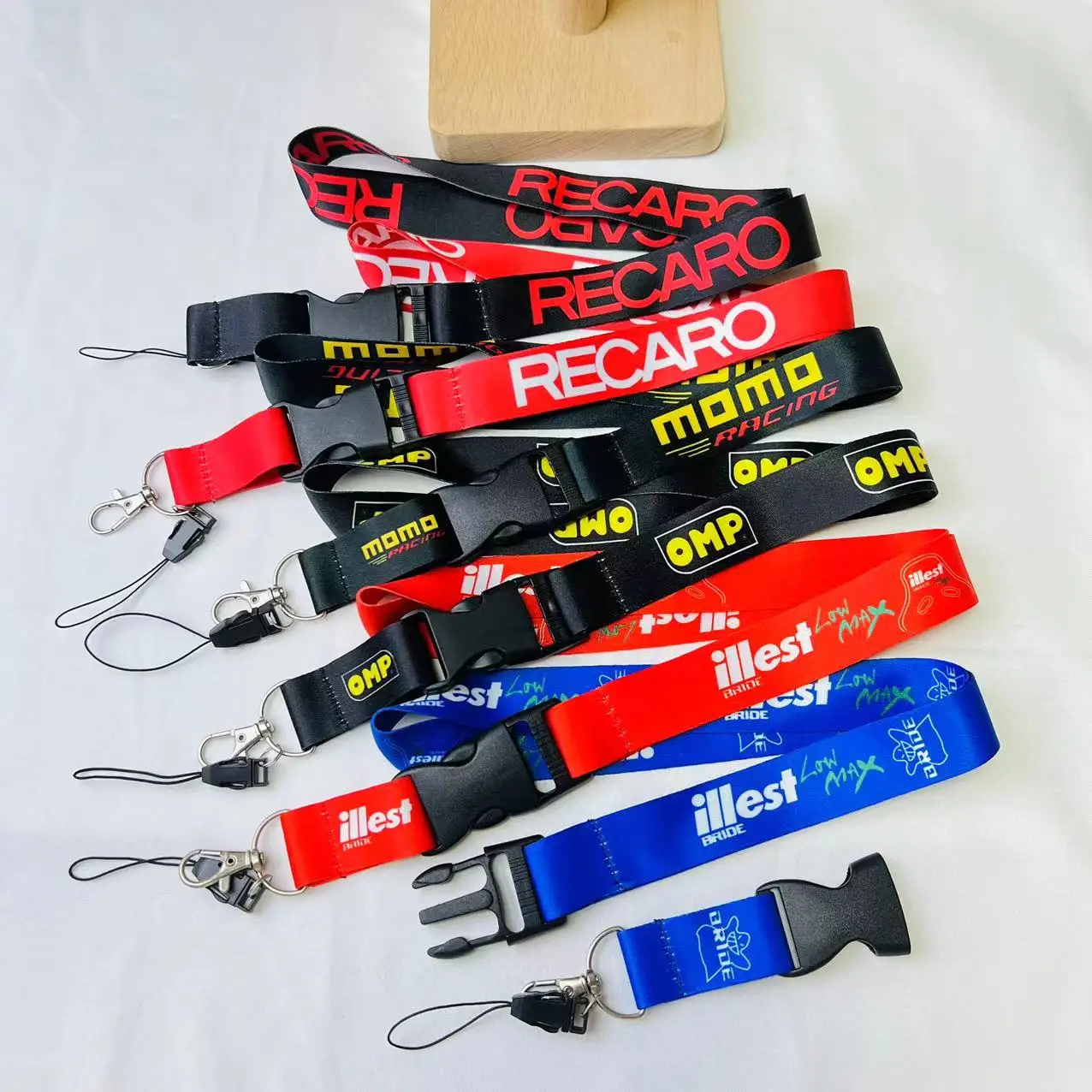 Car Keychain Neck wear Lanyard Nylon ID Card Ribbon Long Keyring Ornaments Key Tag For RECARO OMP MOMO Illest Auto Accessories