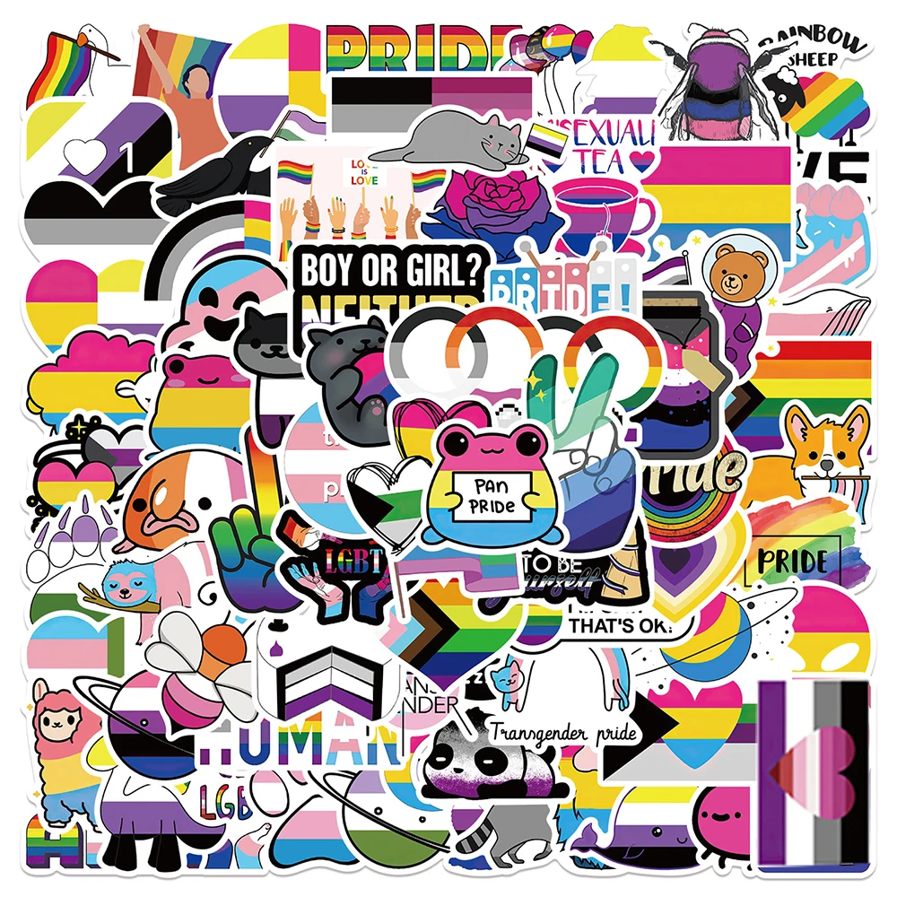 10/30/50/100pcs Mix LGBT Rainbow Lesbian Bisexual Pansexual Transgender Stickers Cartoon Decal Skateboard Phone Laptop Sticker