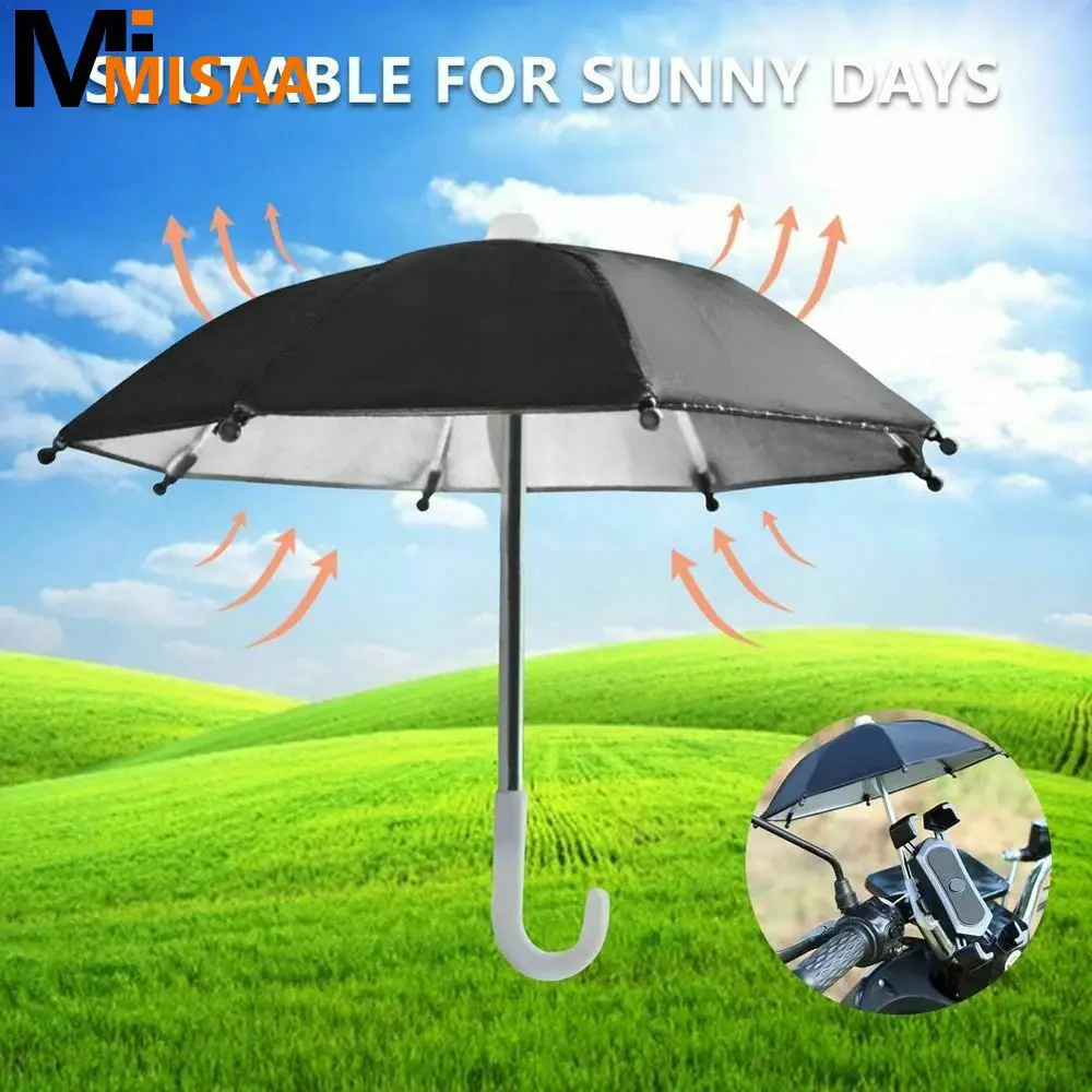 Motorcycle  Decoration Firm And Sturdy Waterproof Polyester Silver Dumb Rubber Car Accessories Mini Sunshade Umbrella Cute Craft