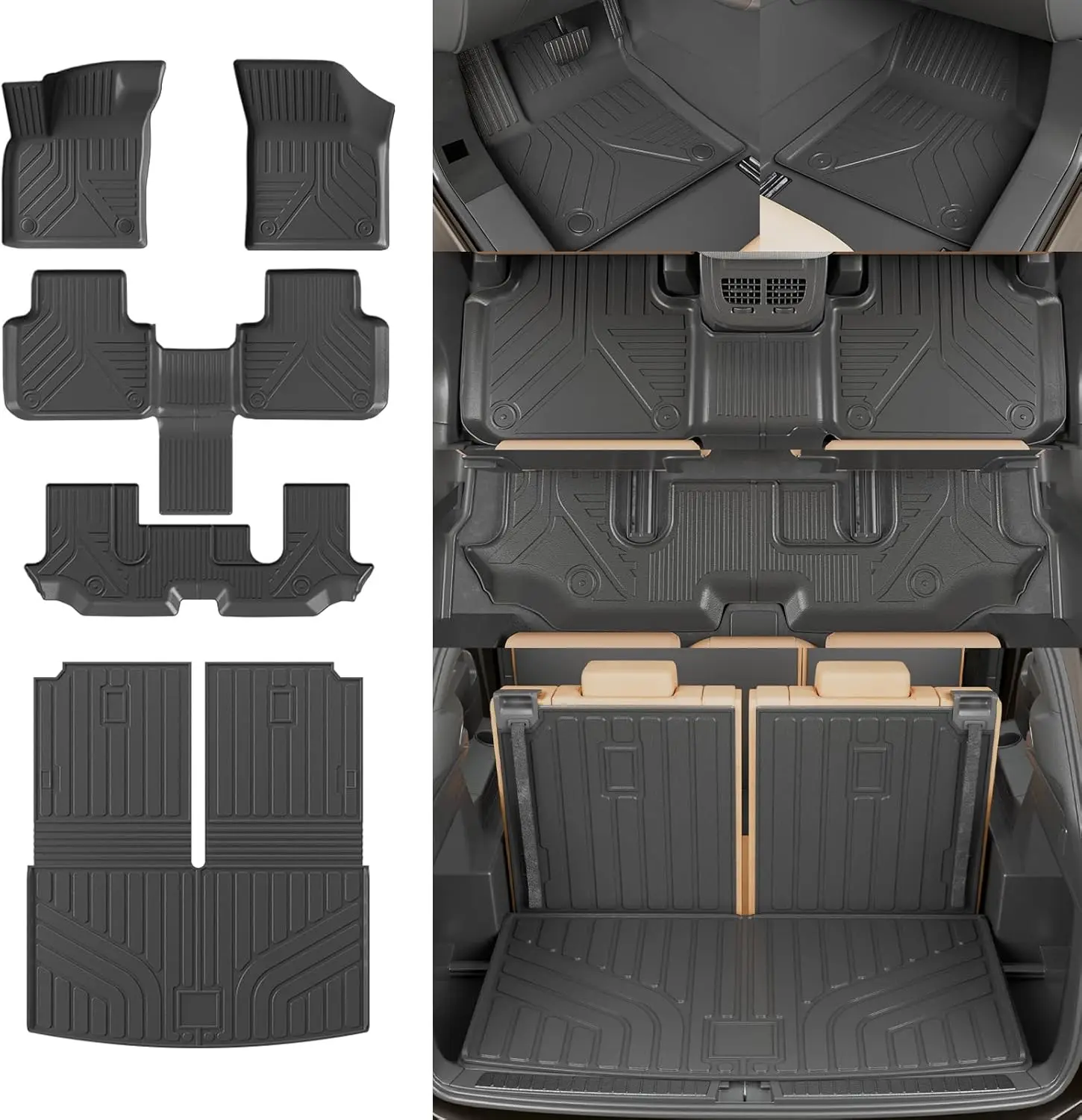 

All-Weather Floor Mats for 2018-2026 Vehicles, Compatible with Trunk and Back Seat, TPE Material