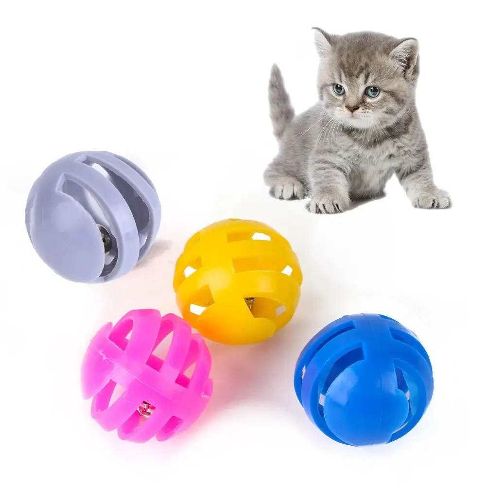 Cat Jingle Ball Toys Plastic Hollow Out Interactive Cat Bell Toy Cat Toy Ball Pet Supplies Random color