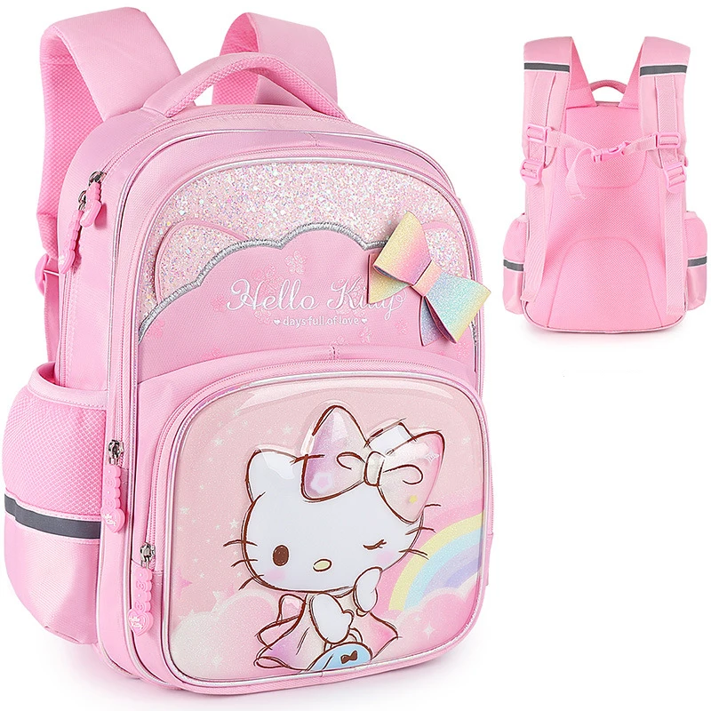 Miniso Hello Kitty Girl Schoolbag Primary Student School Bag Children Cute Relieve Burden Backpack Pupil Cartoon Grades 1-3 Gift