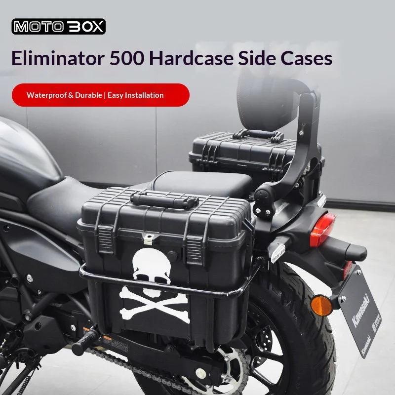 【Premium】For Kawasaki Eliminator 500 Customized with Retro DS-style Side Boxes, Waterproof Storage Compartments, and Rear Box Br