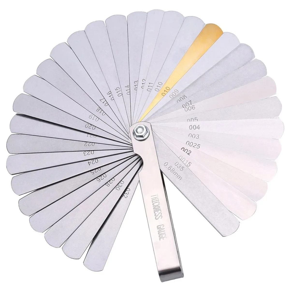 Medidor de Espessura Métrica Conjunto de 32 Lâminas Tappet com Ferramenta de Medida de Lacuna de Latão Faixa de 0.04 mm 0.88 mm Válvula de Medição de Motocicleta