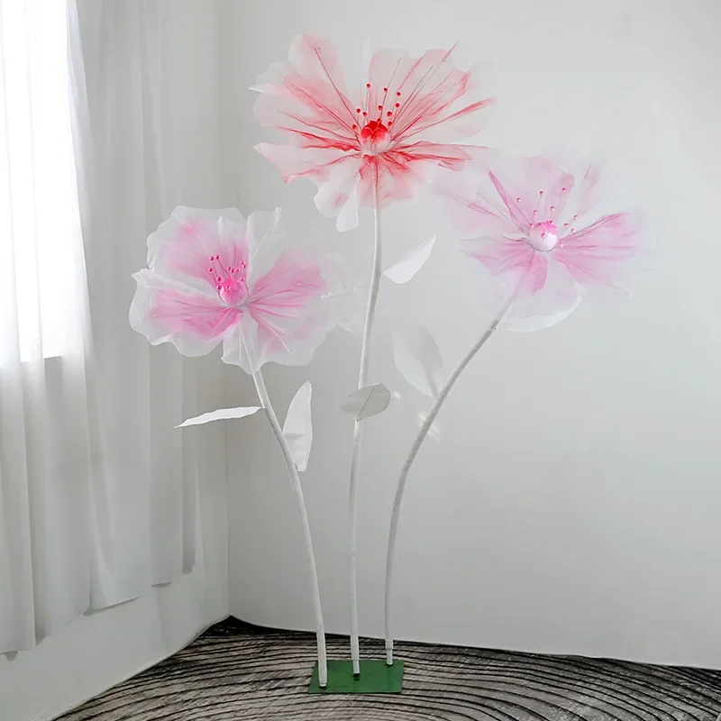 

Wedding Party Decoration Silk Yarn Poppy Artificial Flower Head Living Room Giant Yarn Window Display Home Ornaments Supply