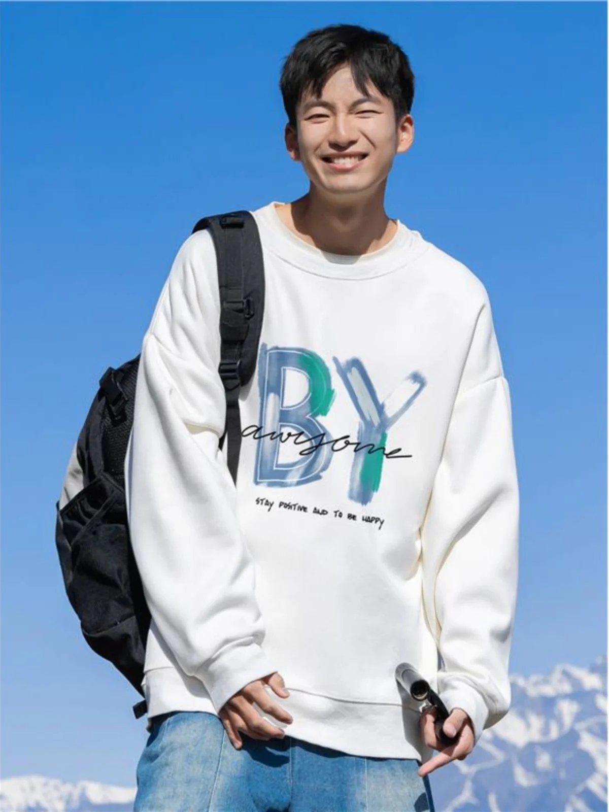 

Fall Large Size 300 Pou Men's Hoodie American Faion Brand Heavyweight round Ne Trendy Ins Jaet Top Loose Fit Printed...