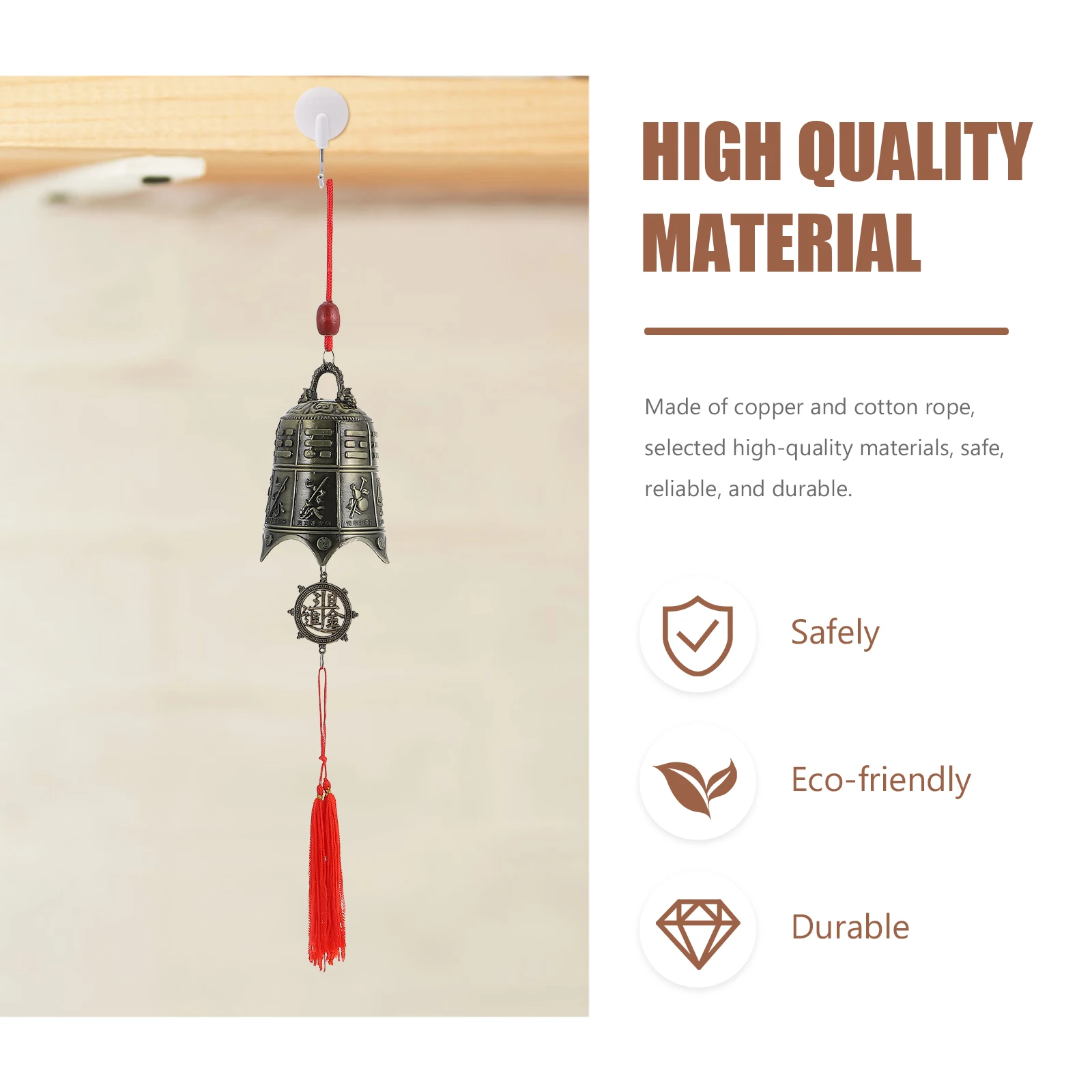 

Copper Bell Pendant Hanging Decor Craft Decoration Home Plant Ornament Cotton Thread Small DIY Pendant Christmas Bell Decor