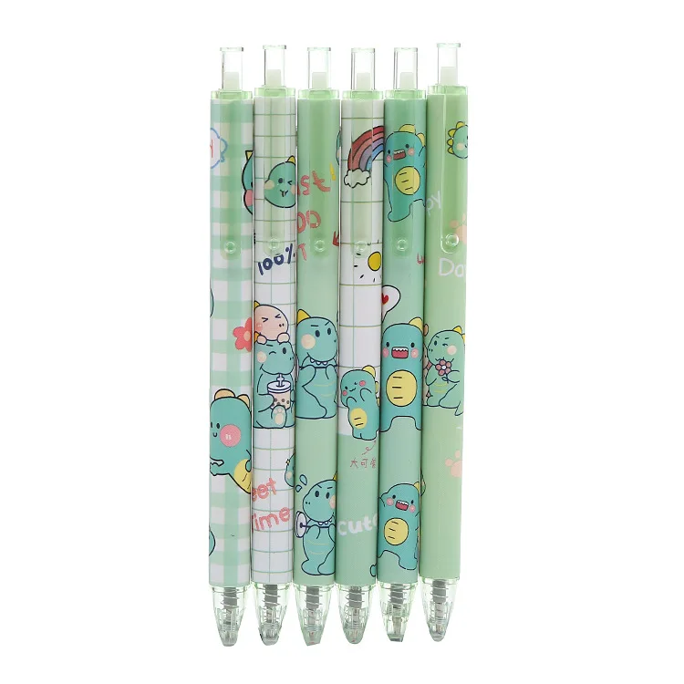 24 PCS Wholesale Dinosaur Press Pen High Value Ins Cute Gel Pen 0.5 Bullet Black Cartoon Water-based Pen Wholesale