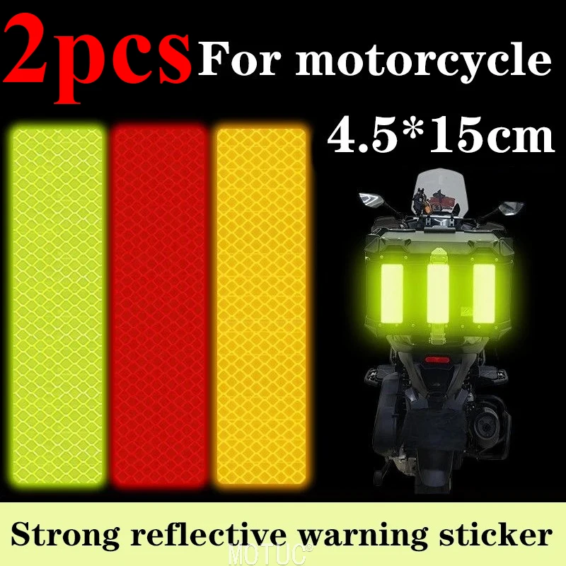 2PCS Reflective Strip Motorcycle Stickers Side Top Luggage Box Case Trunk Anti-collision Decorative Night Safety Warning Decals