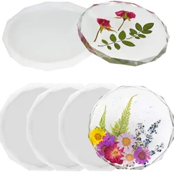 Stampo in resina siliconica da 2 pezzi stampo per montagne russe in cristallo con bordo a rombo stampo in Silicone per gesso con ingranaggio rotondo (7.5CM * 7.5CM)