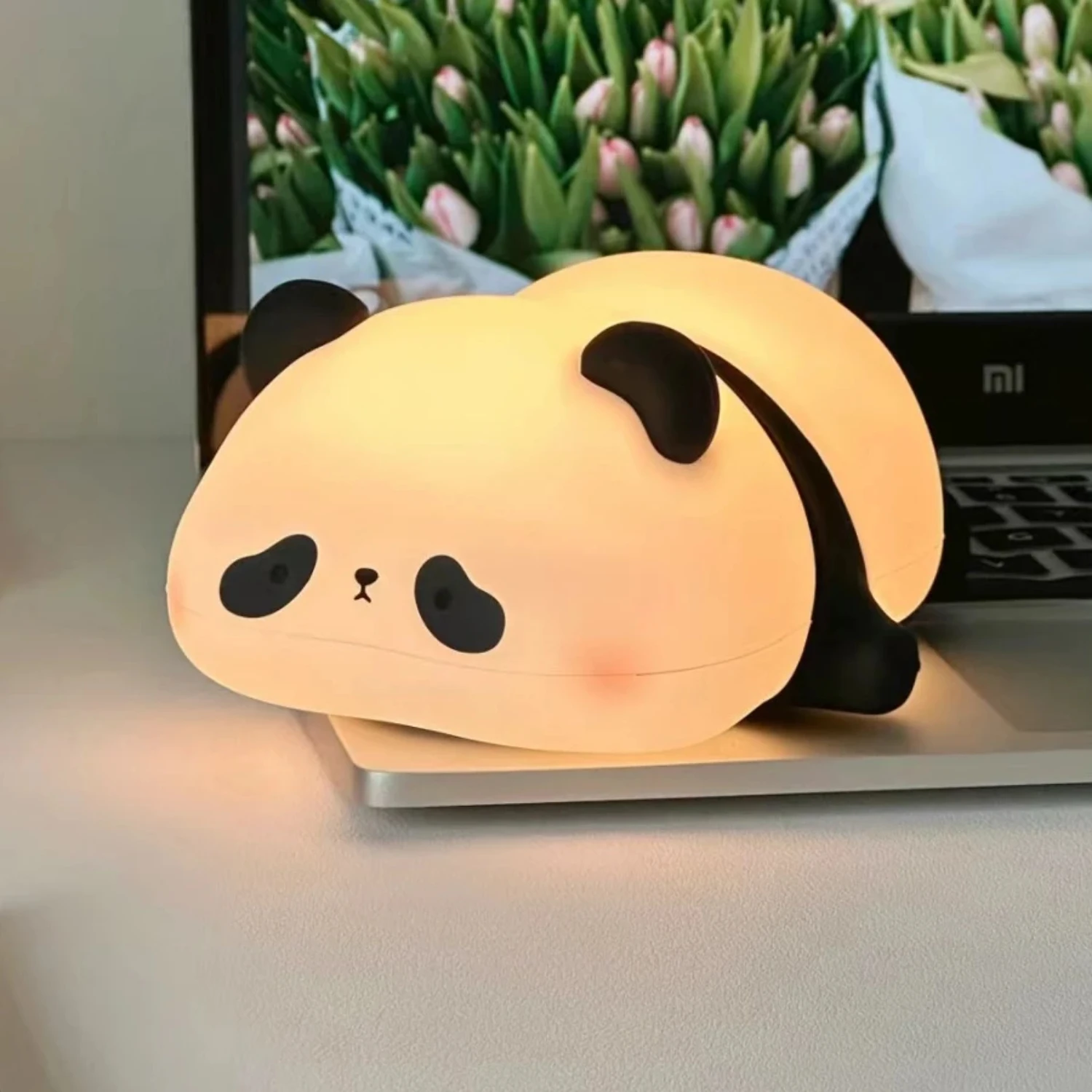 Nuovo USB ricaricabile Panda LED Night Light Silicone Cartoon Touch Sensor Lampada Regalo di compleanno Decorazione da comodino per bambini